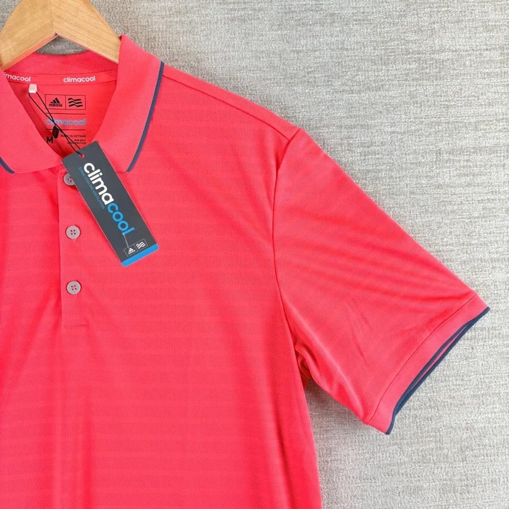 BRAND NEW Adidas Golf Climacool Club Tipped Polo Shirt Mens M Pink AE4283 NWT